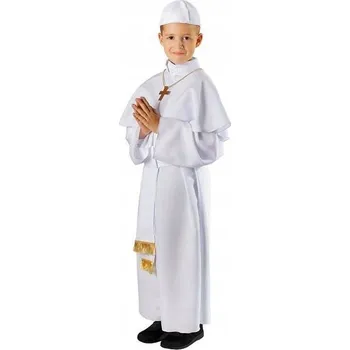 Karnevalový kostým KOSTÝM PAPÁ BÍLÝ KLERIKÁLNÍ OBLEK KNĚZ 128