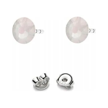 Náušnice Stříbrné Náušnice 925 s krystaly Swarovski Rose 4,5mm Electric White Del.
