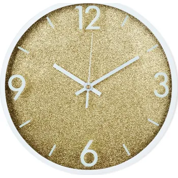 Hodiny Nástěnné hodiny KULATÝ MODERNÍ ZLATÉ BÍLÉ TICHÉ do obýváku i kuchyně