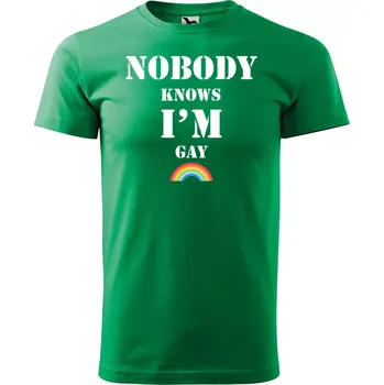 Sablio Tričko s potiskem Nobody knows I am gay - zelené 4XL