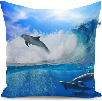 Polštář Sablio Polštář Delfíni ve vlnách - 50x50 cm