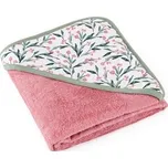 PETITE&MARS Osuška bambusová s kapucí Loulou Pink Meadow 100 x 100 cm