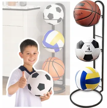 Věšák STOJAN NA MÍČE REGÁL ORGANIZÉR KOVOVÝ STOJÍCÍ DRŽÁK VĚŠÁK POLICE BARVA