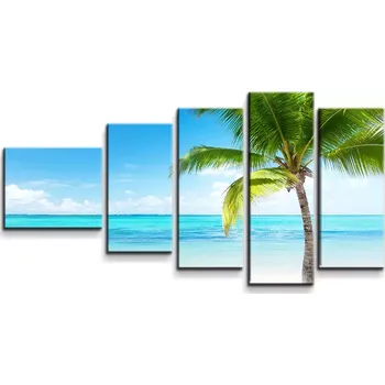 Obraz Sablio Obraz - 5-dílný Palma na pláži - 100x60 cm