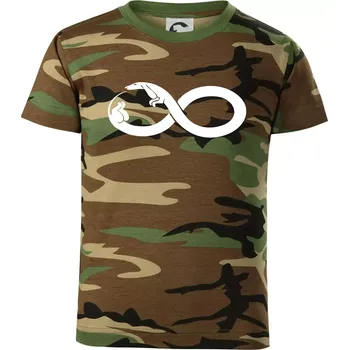 Jezevčík nekonečno - Dětské maskáčové triko - 104-110cm / 3-4 roky ( Hnědý maskáč )