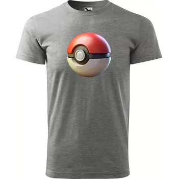 Pánské tričko Sablio Tričko s potiskem Poke Ball - šedé 4XL