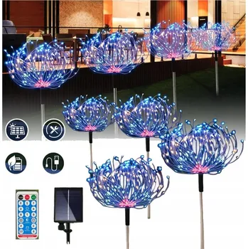 Venkovní osvětlení 4X DEKORATIVNÍ SOLÁRNÍ LAMPY 120 LED S DÁLKOVÝM OVLADAČEM IP65 1200MAH