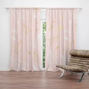 Závěs Sablio Závěs Zlaté a bílé vlaštovky: 2ks 140x250cm