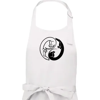 Kuchyňská zástěra Jezevčíci - Jin jang - Pánská zástěra na vaření - Univerzální velikost ( Bílá )
