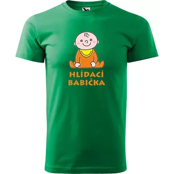 Pánské oblečení Sablio Tričko s potiskem Hlídací babička - zelené M