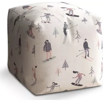 Taburet Sablio Taburet Cube Lyžaři: 40x40x40 cm