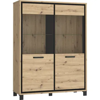 Knihovna Vitrína 120 Trondheim - Forte C773 Dub Artisan / Dub Černý 121.4x161 cm