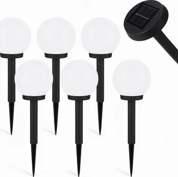 Venkovní osvětlení ZAHRADNÍ SOLÁRNÍ SVĚTLA 6 KS KOULE BÍLÉ ZAPICHOVACÍ SOLÁRNÍ LED LAMPY
