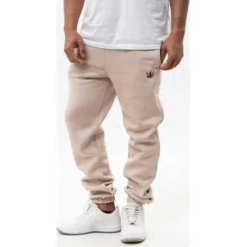 PÁNSKÉ BAVLNĚNÉ TEPLÁKY Béžové Jigga Wear Potisk Koruna XXL