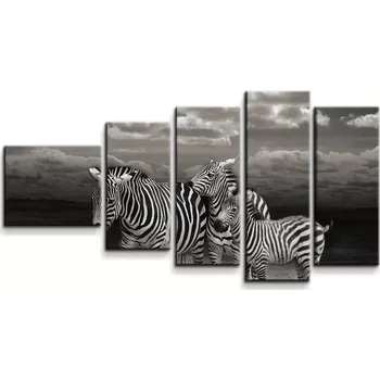 Obraz Sablio Obraz - 5-dílný Zebry - 100x60 cm