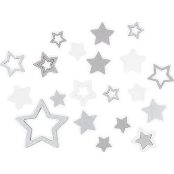 Vánoční dekorace Dekorace vánoční dřevěná - hvězda šedá a bílá 2,5cm + 3,5cm, 24ks