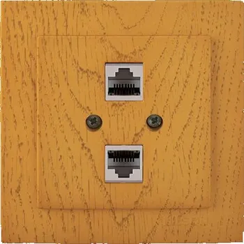 vypínač ELITE - Dvojitá datová zásuvka světlé dřevo - dub (ZEDDT8-D1)