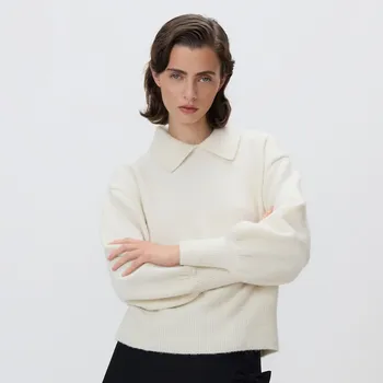 Dámský svetr Reserved - Svetr s límečkem - tělová - 653HO-02X - 653HO-02X-M