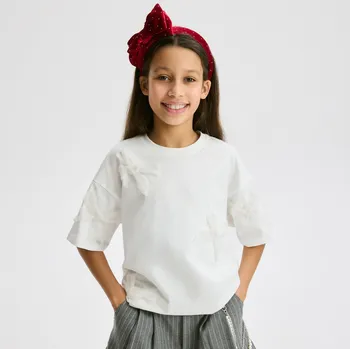 Reserved - Tričko s mašličkami - krémová - 497FT-01X - 497FT-01X-152