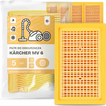 Filtr do vysavače 5x FILTR do VYSAVAČE Kärcher MV 6 Vzduchový Skládaný Plochý FILTRY EM-W