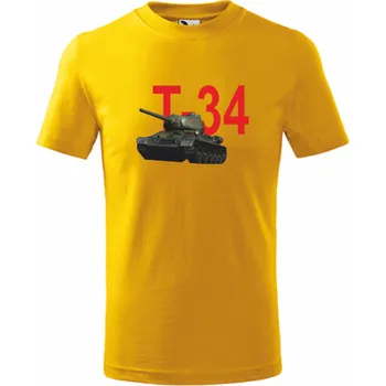 Chlapecké tričko ON-DESIGN Tričko pánské/dětské TANK T-34 Velikost: 146 cm/10 let, Barva: žlutá