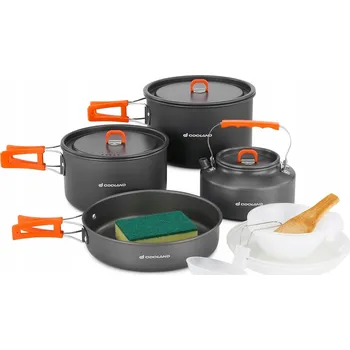 Sada nádobí Odoland 15dílná sada kempingového nádobí, nepřilnavá, lehká sada hrnců a pánví
