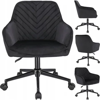 OTOČNÉ KŘESLO ČERNÉ KOSMETICKÉ DO SALONU K PSACÍMU STOLU MODERNÍ VELUROVÉ