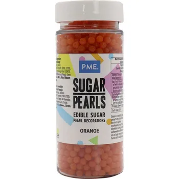 Jedlá dekorace na dort PME 100 g 4 mm - cukrové perličky na zdobení dortů a dezertů, oranžové