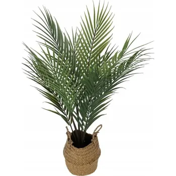 umělá květina UMĚLÁ PALMA V ZÁVĚSNÉM KOŠÍKU, ZELENÁ ROSTLINA 64 cm