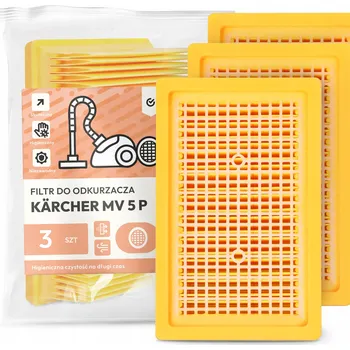 Filtr do vysavače 3x FILTR do VYSAVAČE Kärcher MV 5 P Vzduchový Skládaný PLOCHÝ FILTRY EM-W