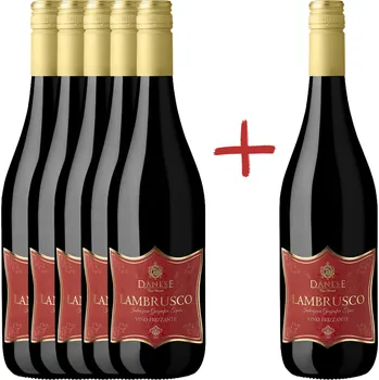 Víno Lambrusco I.G.T. Emilia Vino Frizzante Danese 5 + 1 (perlivé víno, červené, sladké)