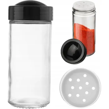 Dóza na potraviny SKLENĚNÁ NÁDOBA NA KOŘENÍ ZAVAŘOVACÍ SKLENIČKA S DÁVKOVACÍM SÍTKEM A ŠROUBOVACÍ VÍČKO
