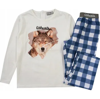 Chlapecké pyžamo Chlapecké pyžamo BAVLNA VLK (Vlk) ecru kostkované 3 F129L