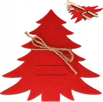 Příbor POUZDRO NA PŘÍBORY VÁNOČNÍ POVLEČENÍ ČERVENÉ STROMEČKY NA STŮL 4 KS