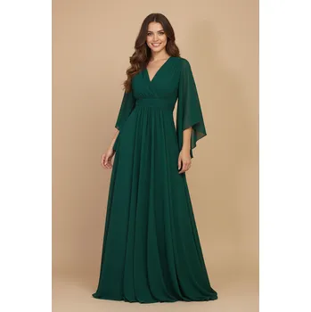 Dámské šaty EVA & LOLA Společenské šaty MARTHE tmavě zelené Barva: Zelená, Velikost: S