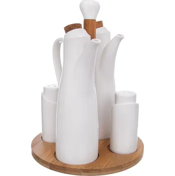 Nádoba na olej a ocet Solnička, pepřenka, porcelánová láhev na olej a ocet se stojánkem WH