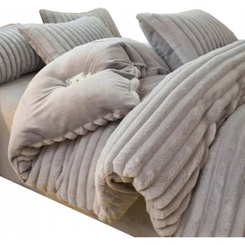 Povlečení SADA POVLEČENÍ FLEECOVÁ PLYŠOVÁ 200x220 + 2x 70x80 ŠEDÁ TEPLÁ MĚKKÁ
