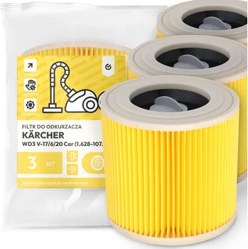 Filtr do vysavače 3x FILTR do VYSAVAČE Kärcher WD3 V-17/6/20 Car (1.628-107.0) Filtry EM-W