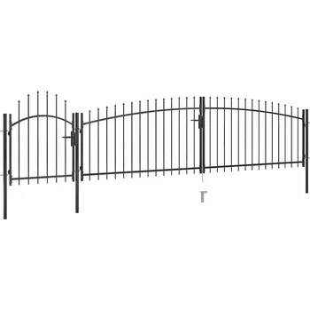 brána Zahradní plotová brána s hroty 5 x 1,5 m černá IM_146322