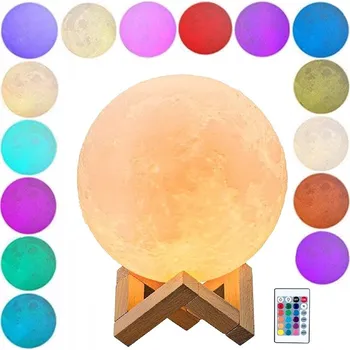 Stojací lampa Noční Lampa Měsíc RGB 3D Moonlight Stojací pro Spánek do Ložnice Dárek s Dálkovým Ovládáním