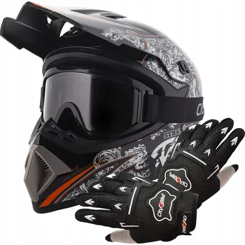 Helma na motorku LEHKÁ KROSOVÁ PŘILBA ENDURO QUAD M + BRÝLE + RUKAVICE