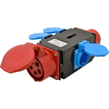 Elektrická zásuvka Tracon TICS-1605 Multifunkční průmyslový rozbočovač Schuko 16A, IN/OUT 3P+N+E 6h, OUT 3x2P+E (Schuko), IP44 (Tracon TICS-1605)