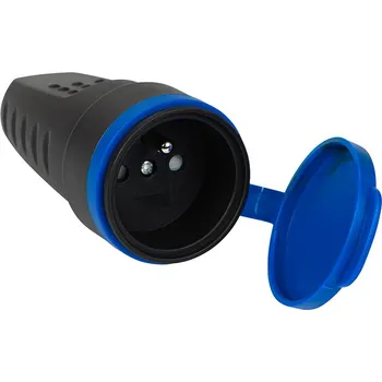 Elektrická zásuvka Černá zásuvka se zemněním a krytím IP44