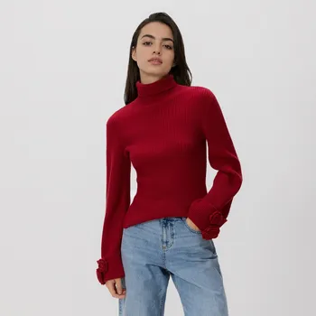 Dámský svetr Reserved - Rolák s&nbsp;aplikací - červená - 482IM-33X - 482IM-33X-S