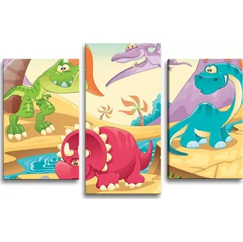 Obraz Sablio Obraz - 3-dílný Dinosauři 5 - 75x50 cm