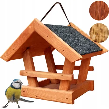 Krmítko pro ptáka KRMÍTKO PRO PTÁKY, VELKÉ DŘEVĚNÉ ZÁVĚSNÉ - Budka Domeček ze dřeva