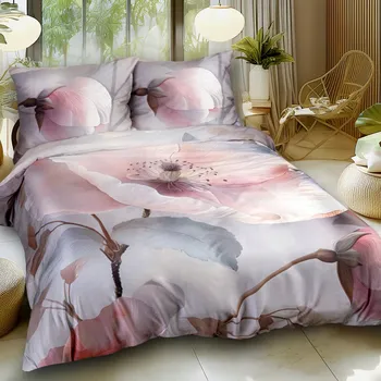 Povlečení Povlečení saténové bavlněné SATYNLOVE PREMIUM 180x200 květiny listy