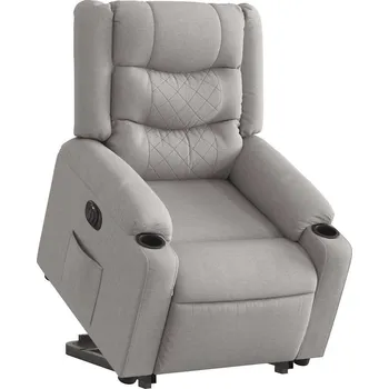 Křeslo zahrada-XL Elektrické zvedací polohovací křeslo obláčkově šedé textil 3310281