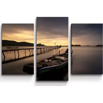 Obraz Sablio Obraz - 3-dílný Loďka na jezeře 2 - 75x50 cm