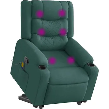 Křeslo zahrada-XL Zvedací masážní polohovací křeslo tmavě zelené textil 3310271
